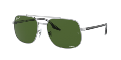Ray Ban Sunglasses Unisex Rb3699 - Black On Transparent Frame Green Lenses Polarized 59-18 In Dunkelgrün