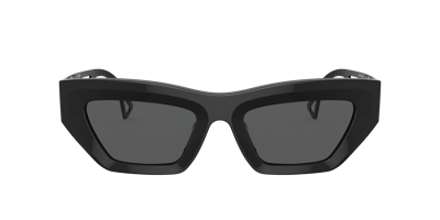 Versace Logo-embossed Rectangle-frame Sunglasses In Dark Grey