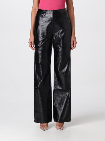 Rotate Birger Christensen Rotie Snake-effect Vegan Leather Straight-leg Pants In Nero