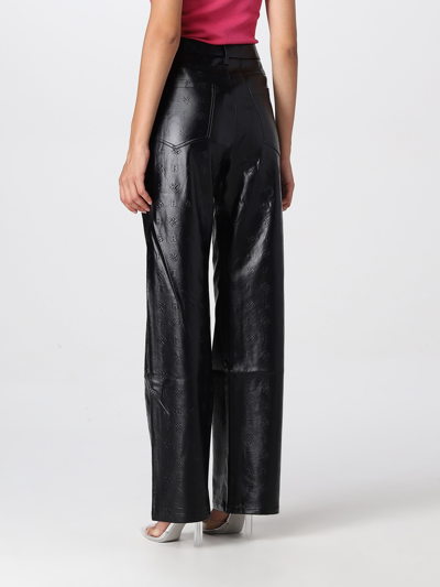 Rotate Birger Christensen Rotie Snake-effect Vegan Leather Straight-leg Pants In Nero