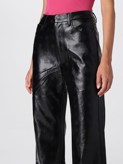 Rotate Birger Christensen Rotie Snake-effect Vegan Leather Straight-leg Pants In Nero