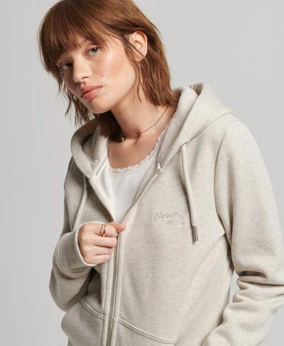 Women's Organic Cotton Essential Logo Zip Hoodie Cream / Pelican Marl