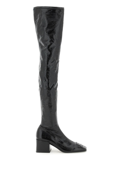 Shop Courrèges Courreges Vynil Over-the-knee Boots In Black