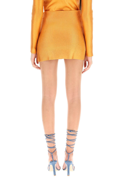Shop Diesel 'm-argette' Mini Skirt In Metallic Knit In Multicolor