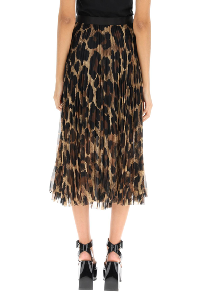 Shop Sacai Leopard Print Chiffon Midi Skirt In Multicolor