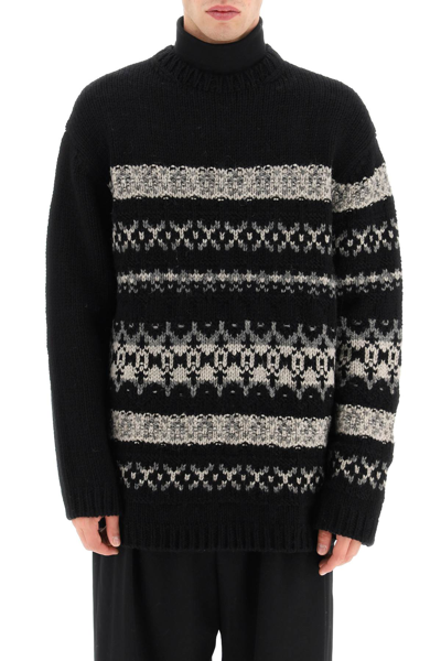 Shop Yohji Yamamoto Jacquard Wool Sweater In Black