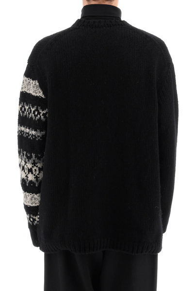 Shop Yohji Yamamoto Jacquard Wool Sweater In Black