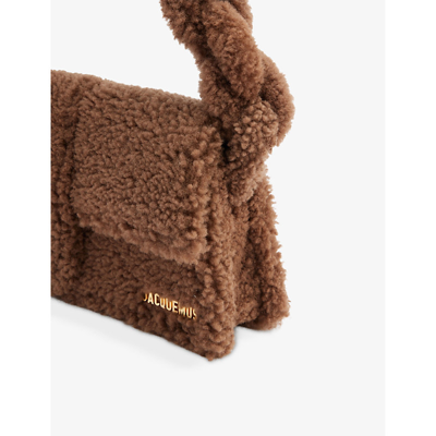 Shop Jacquemus Brown Le Bambidou Shearling Top-handle Bag