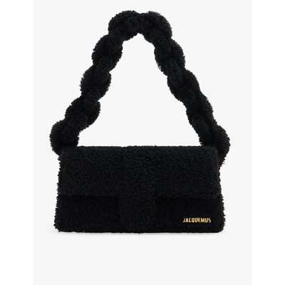 Shop Jacquemus Black Le Bambidou Shearling Top-handle Bag