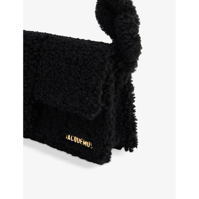 Shop Jacquemus Black Le Bambidou Shearling Top-handle Bag