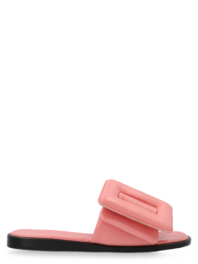 Boyy Pink Leather Puffy Slippers In Pink