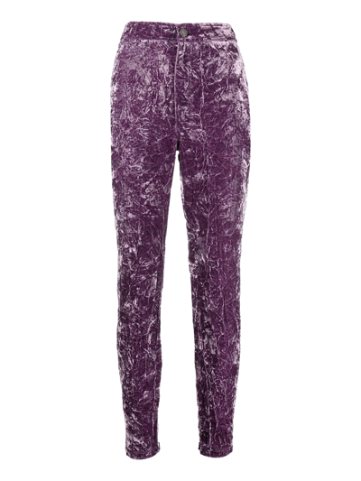 Shop Saint Laurent Women's Trousers -  - In Purple Synthetic Fibers