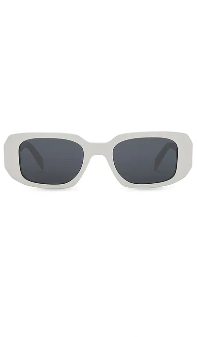 Shop Prada Scultoreo Narrow Sunglasses In White & Dark Grey