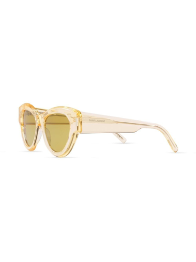 Shop Saint Laurent Sl 506 Cat-eye Frame Sunglasses In Gelb