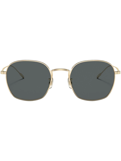 Shop Oliver Peoples Adès Square-frame Titanium Sunglasses In Gold