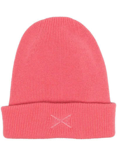 Shop Barrie Embroidered-logo Knit Beanie In Rosa