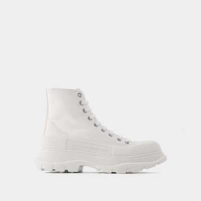 Shop Alexander Mcqueen Tread Slick Sneakers -  - White - Leather In Multicoloured