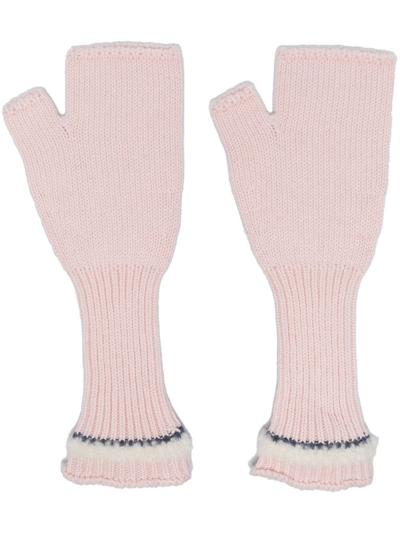 Shop Barrie Fingerless Knit Gloves In Rosa