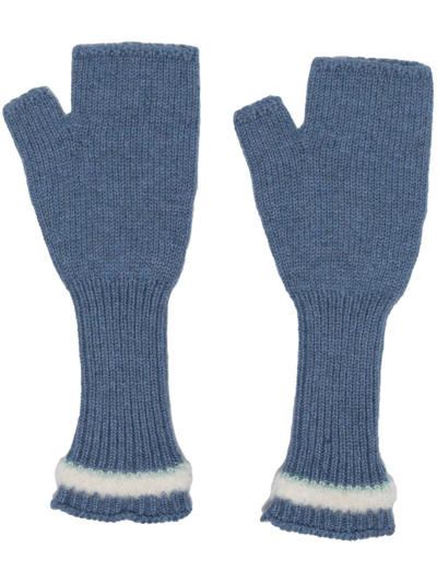 Shop Barrie Fingerless Knit Gloves In Blau