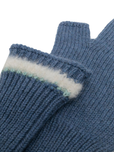 Shop Barrie Fingerless Knit Gloves In Blau