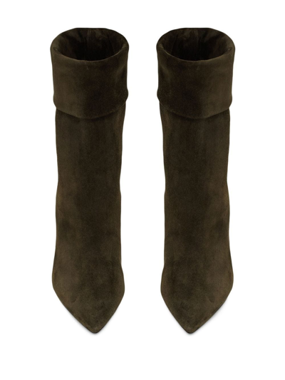 Shop Saint Laurent Liz 85mm Suede Boots In Brown