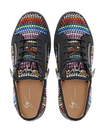 Giuseppe Zanotti Frankie Strass Log-top Sneakers In Black