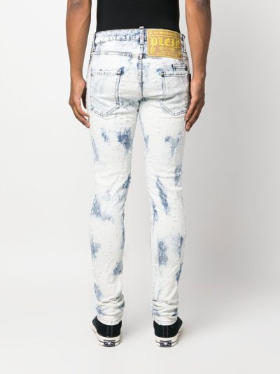 Shop Philipp Plein Premium Low-rise Slim-cut Jeans In Blau