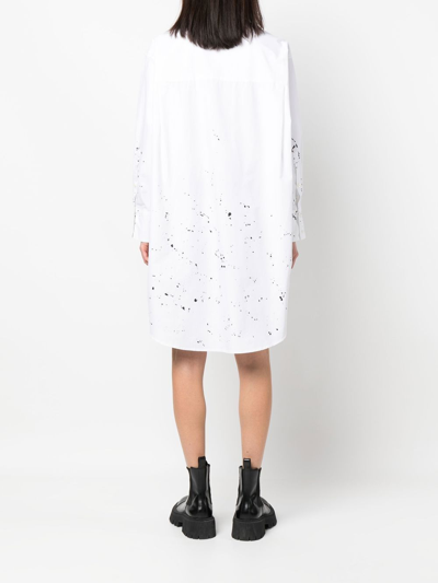 Shop Palm Angels Palm-print Shirt Dress In Weiss
