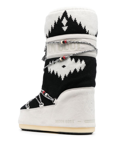 Shop Alanui X Moonboot Icon Knit Snow Boots In Weiss