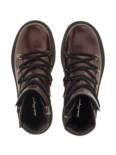 Shop Ferragamo Elimo Lace-up Boots In Braun