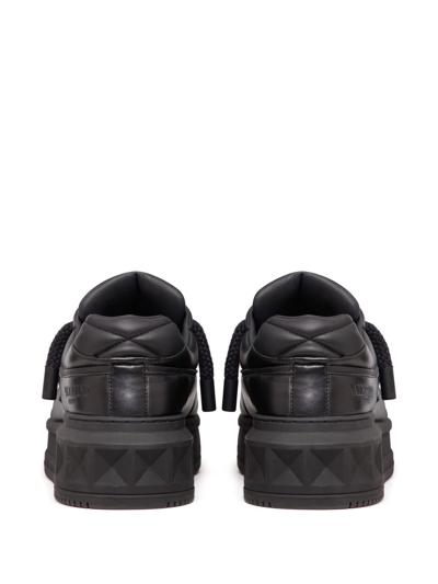 Valentino Black One Stud Xl Nappa Leather Low-top Sneakers In Black
