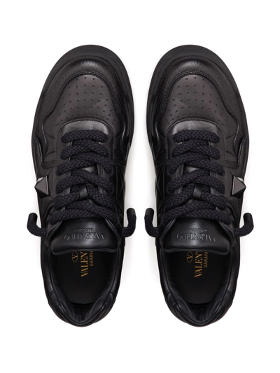 Shop Valentino One Stud Xl Leather Sneakers In Black