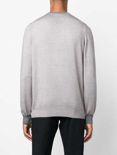 Shop Fay Crew Neck Virgin Wool Jumper In Grey