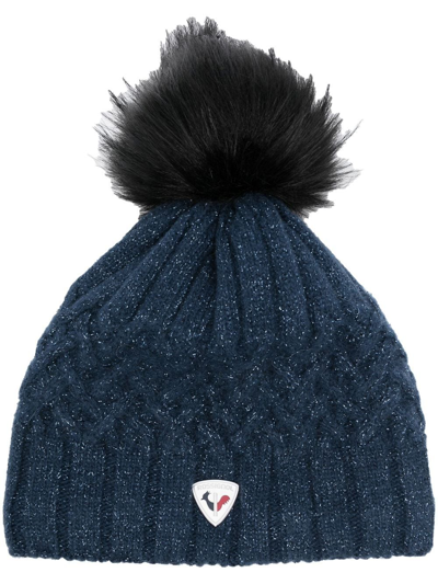 Shop Rossignol Cable-knit Pompom Beanie In Blau