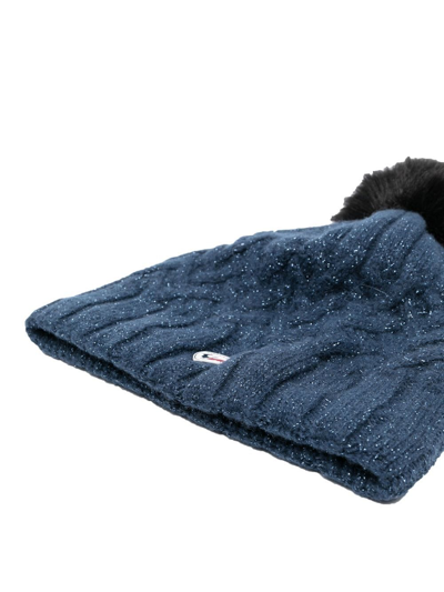 Shop Rossignol Cable-knit Pompom Beanie In Blau