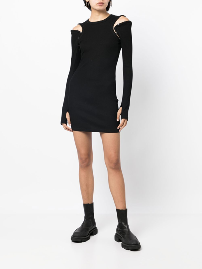Shop Dion Lee Hook And Eye Ribbed Mini Dress In Black