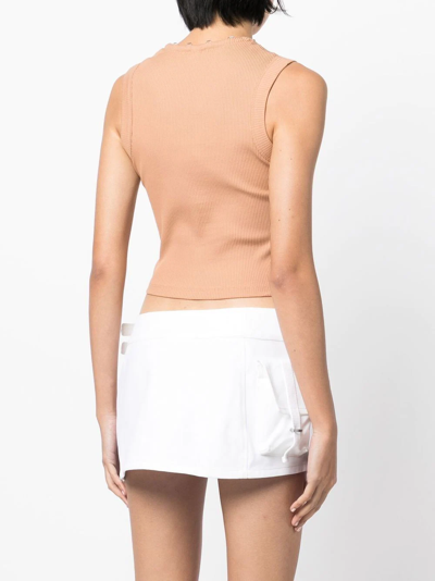 Shop Dion Lee Ribbed Cropped Vest In Neutrals