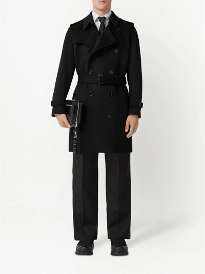 Burberry Cashmere Kensington Trench Coat In Black