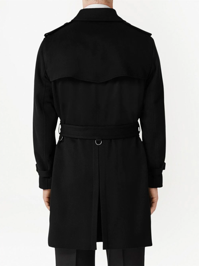 Burberry Cashmere Kensington Trench Coat In Black