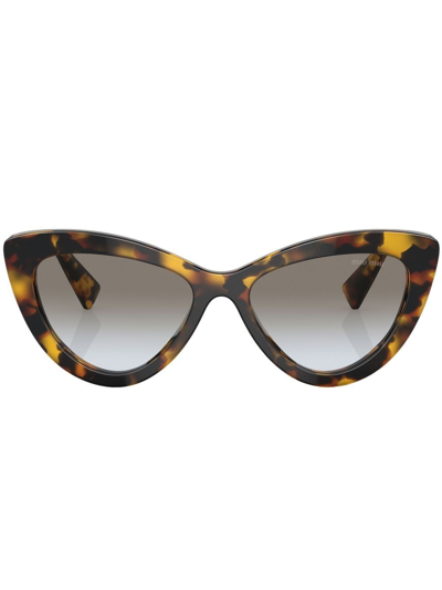 Shop Miu Miu Tortoiseshell-effect Cat-eye Sunglasses In Black