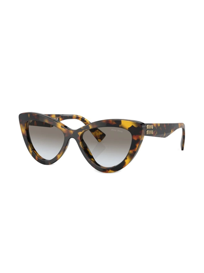 Shop Miu Miu Tortoiseshell-effect Cat-eye Sunglasses In Black