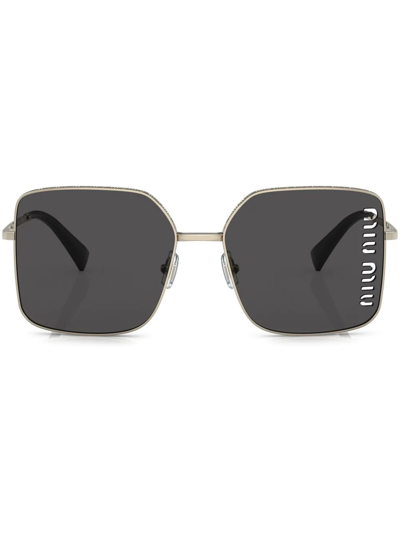Miu Miu Womens Gold Mu51ys Square-frame Metal Sunglasses In Gold