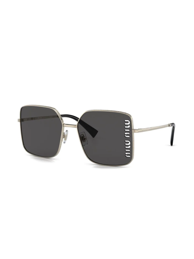 Shop Miu Miu Square Laser-cut Lens Sunglasses In Gold