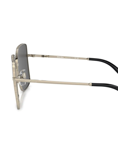 Miu Miu Womens Gold Mu51ys Square-frame Metal Sunglasses In Gold