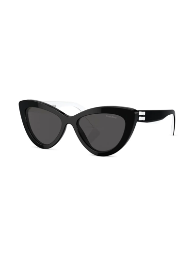 Shop Miu Miu Two-tone Cat-eye Sunglasses In Schwarz