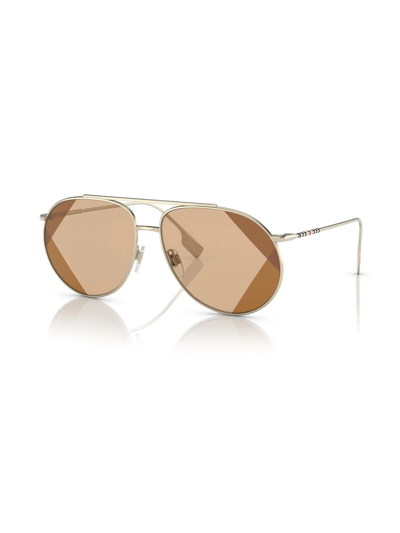 Shop Burberry Eyewear Alice Pilot-frame Sunglasses In Gold