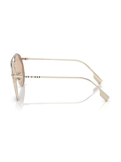 Shop Burberry Eyewear Alice Pilot-frame Sunglasses In Gold
