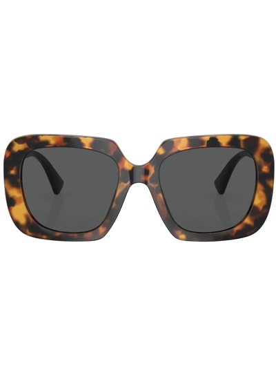 Shop Versace Medusa Head Square-frame Sunglasses In Braun