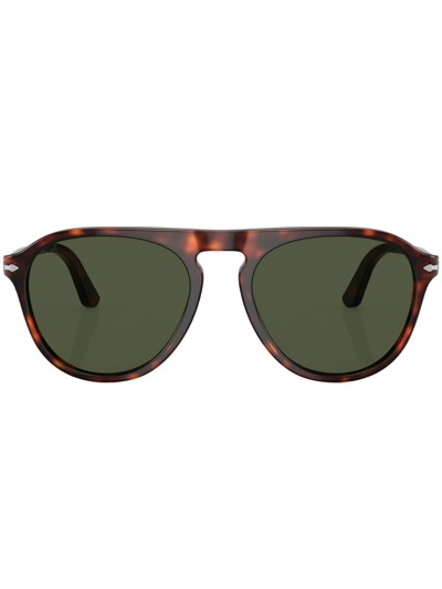 Shop Persol Tortoishell-effect Round-frame Sunglasses In Braun