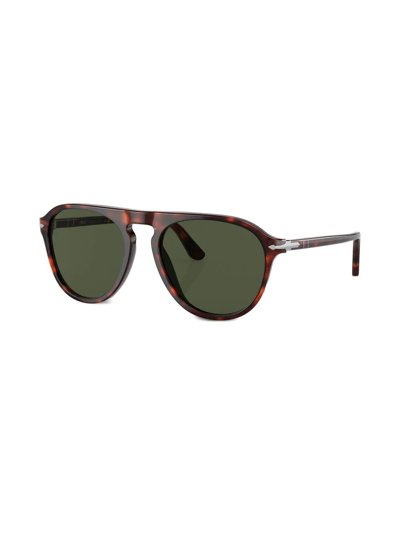 Shop Persol Tortoishell-effect Round-frame Sunglasses In Braun